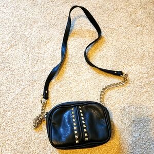 Black Soft Leather Cross Body with Studs